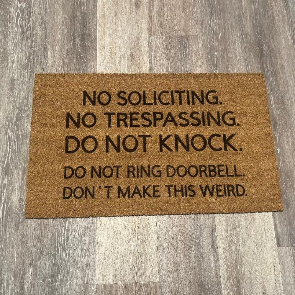 NO Soliciting, Trespassing, etc decorative coir doormat
